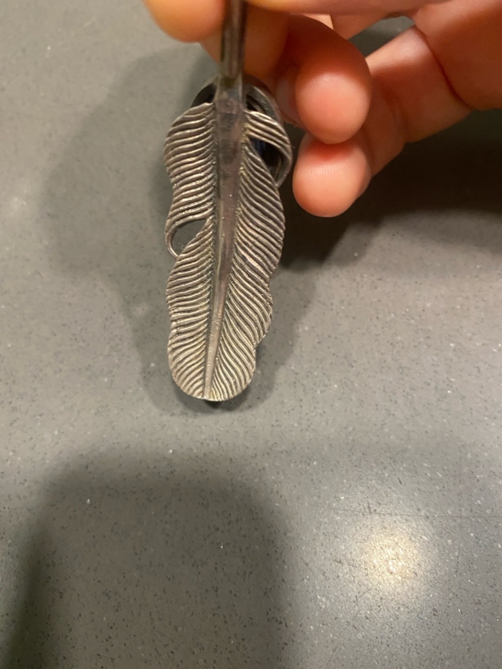 Sterling Feather Pendant with lapis lazuli - Picture 2 of 2